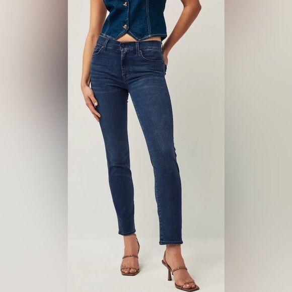 Buy 7 For All Mankind Roxanne Mid Rise Slim Leg Jeans Sz 26 - Picture 1 of 6